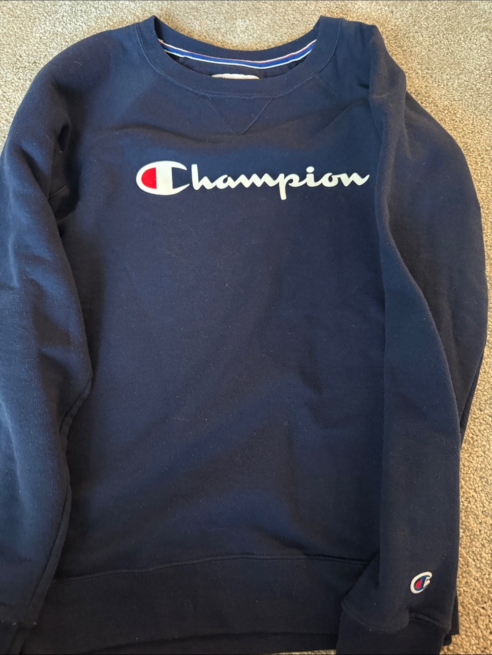 Champion Men’s Navy Crewneck Sweatshirt with Logo